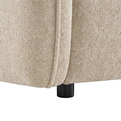 Chenille-Upholstered Contemporary Sofa with Accent Pillows, Beige