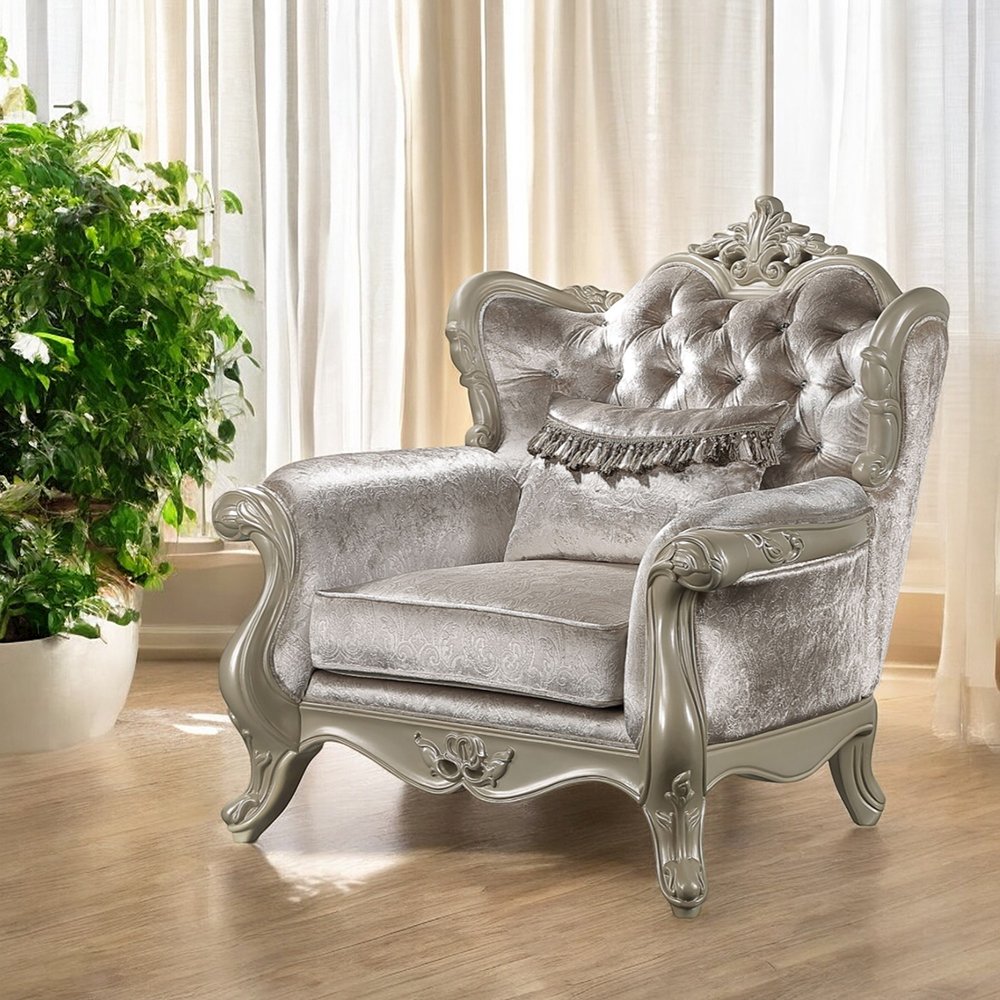Libertee Chair w/Pillow Beige Fabric & Champagne
