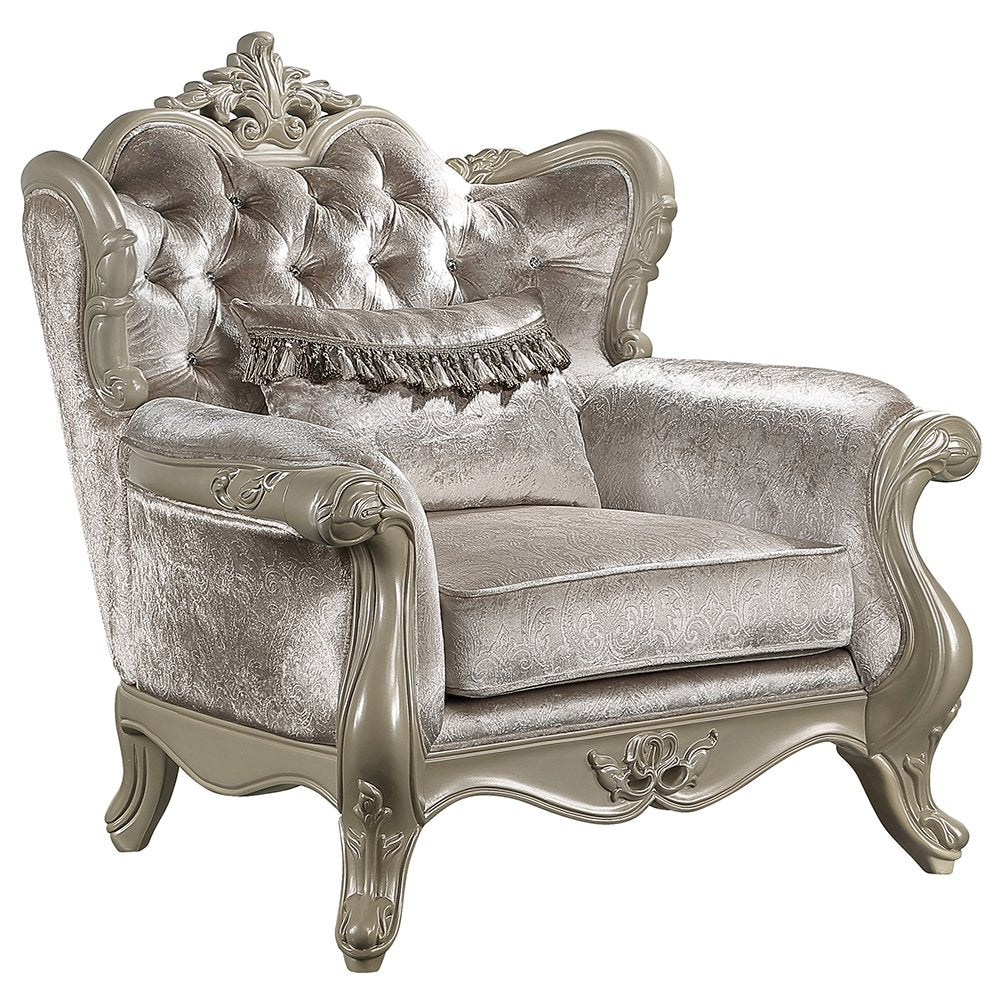 Libertee Chair w/Pillow Beige Fabric & Champagne