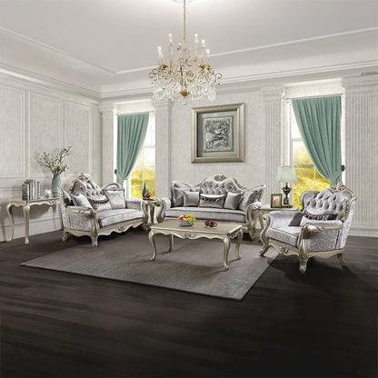 Libertee Chair w/Pillow Beige Fabric & Champagne