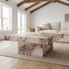 Engineered Stone Finish Coffee Table Single Piece Durable Surface, Modern Design