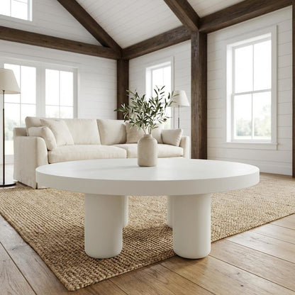 White Coffee Table Single Piece with Sleek Surface and Minimalist Design