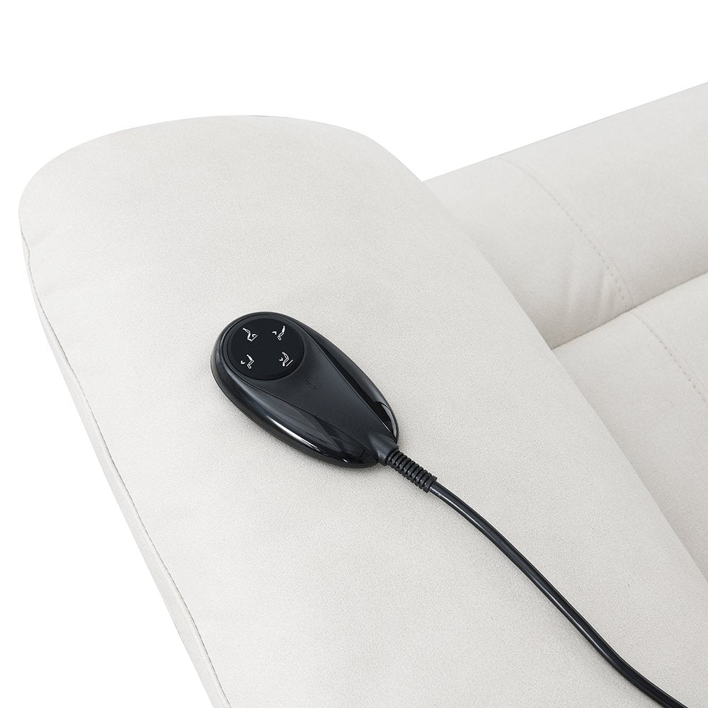 Chriki Power Recliner w/Lift & Heating & Massage Beige Polished Microfiber