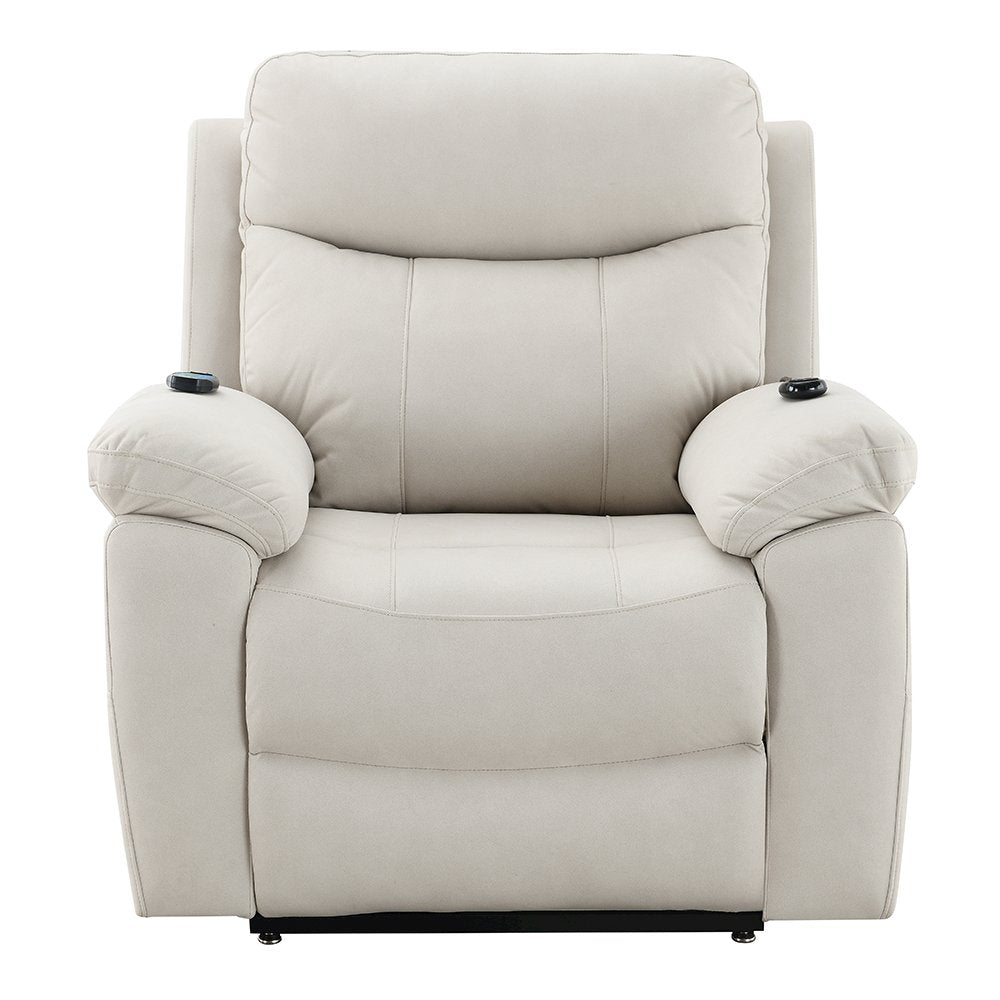 Chriki Power Recliner w/Lift & Heating & Massage Beige Polished Microfiber