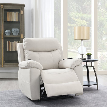 Chriki Power Recliner w/Lift & Heating & Massage Beige Polished Microfiber