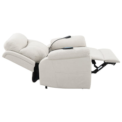 Chriki Power Recliner w/Lift & Heating & Massage Beige Polished Microfiber