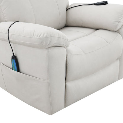 Chriki Power Recliner w/Lift & Heating & Massage Beige Polished Microfiber