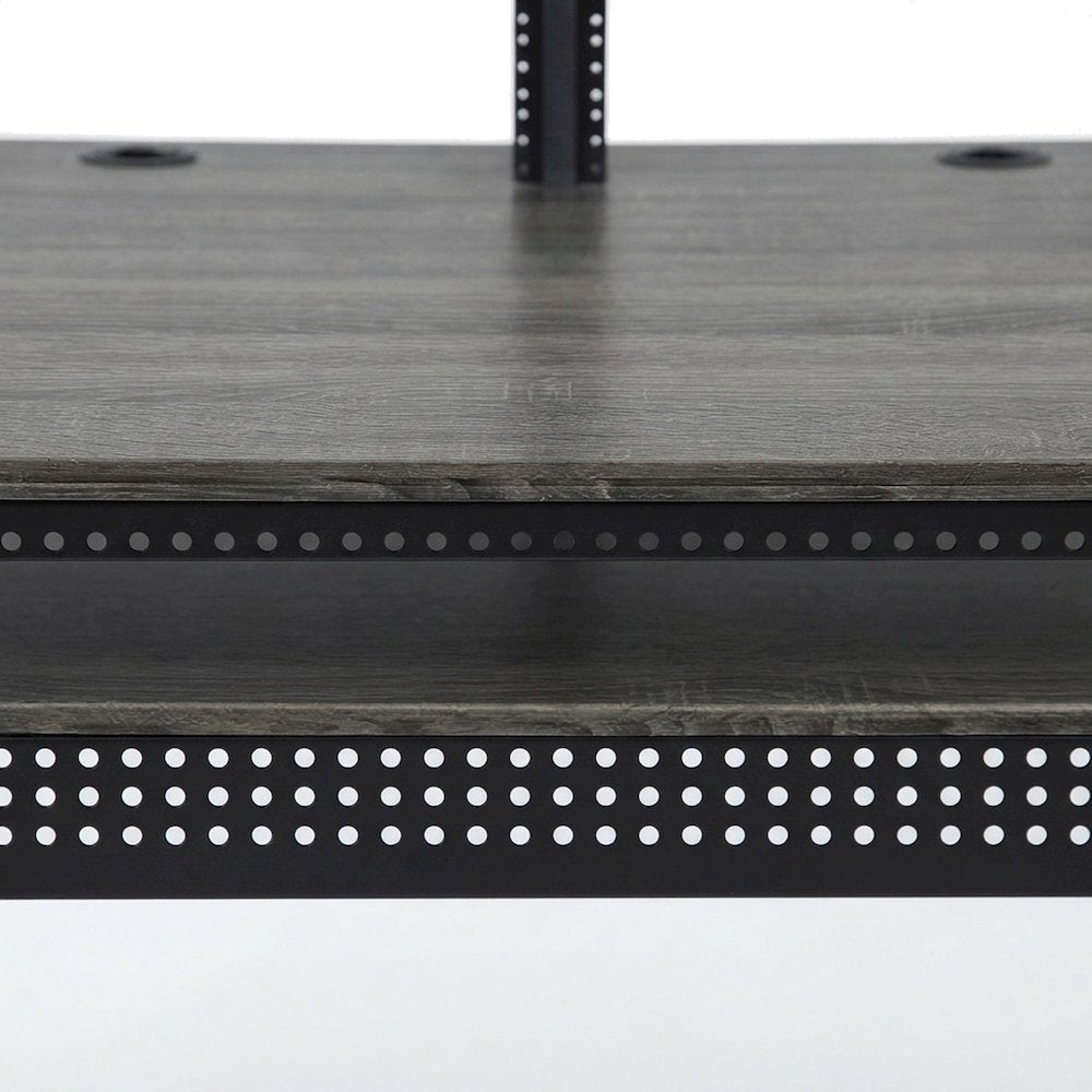 Metal and Veneer Music Studio Desk, Industrial-Style Workstation, Black