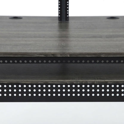 Metal and Veneer Music Studio Desk, Industrial-Style Workstation, Black