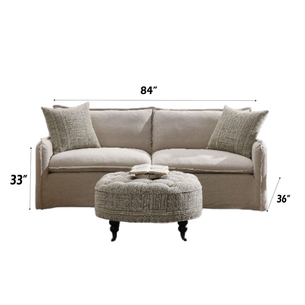Upendo Sofa w/2 Pillows Beige Linen