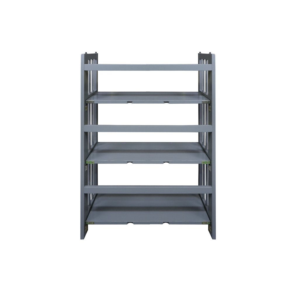 3-Shelf Folding Stackable Bookcase 27.5" Wide, Slate Gray