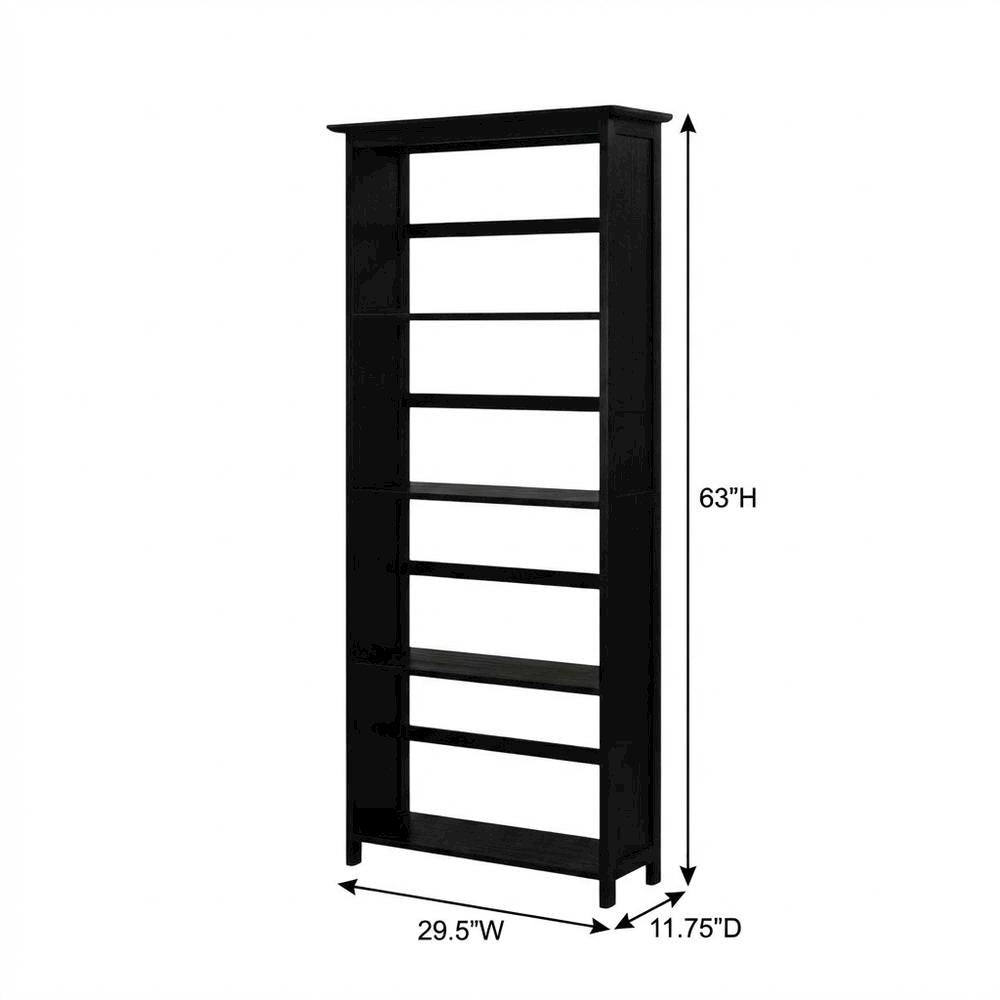 Simple Wooden Bookcase in Finish with Adjustable Shelves