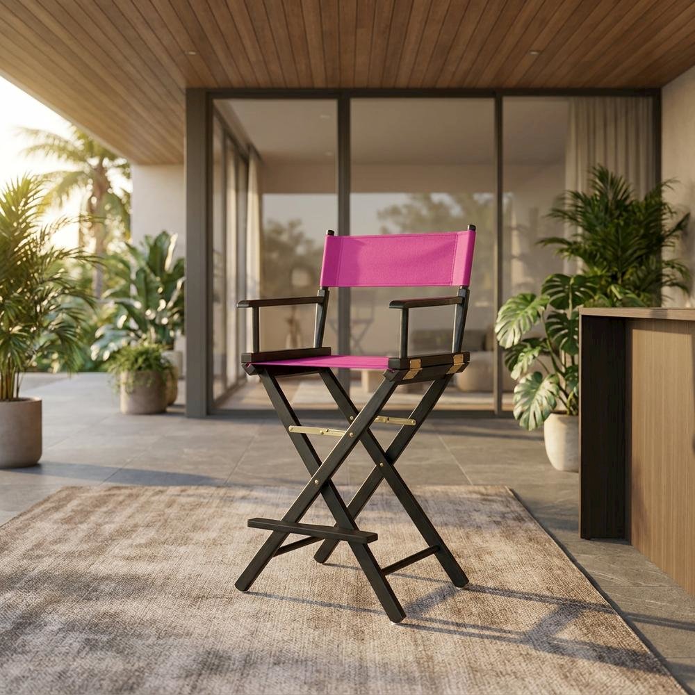 Magenta Director's Chair, Black Frame, 30-Inch Bar Height Folding