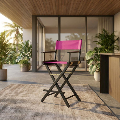 Magenta Director's Chair, Black Frame, 30-Inch Bar Height Folding