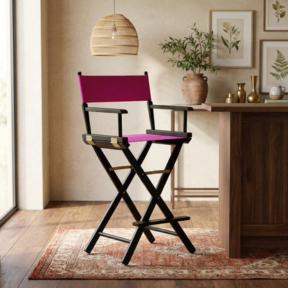 Magenta Director's Chair, Black Frame, 30-Inch Bar Height Folding