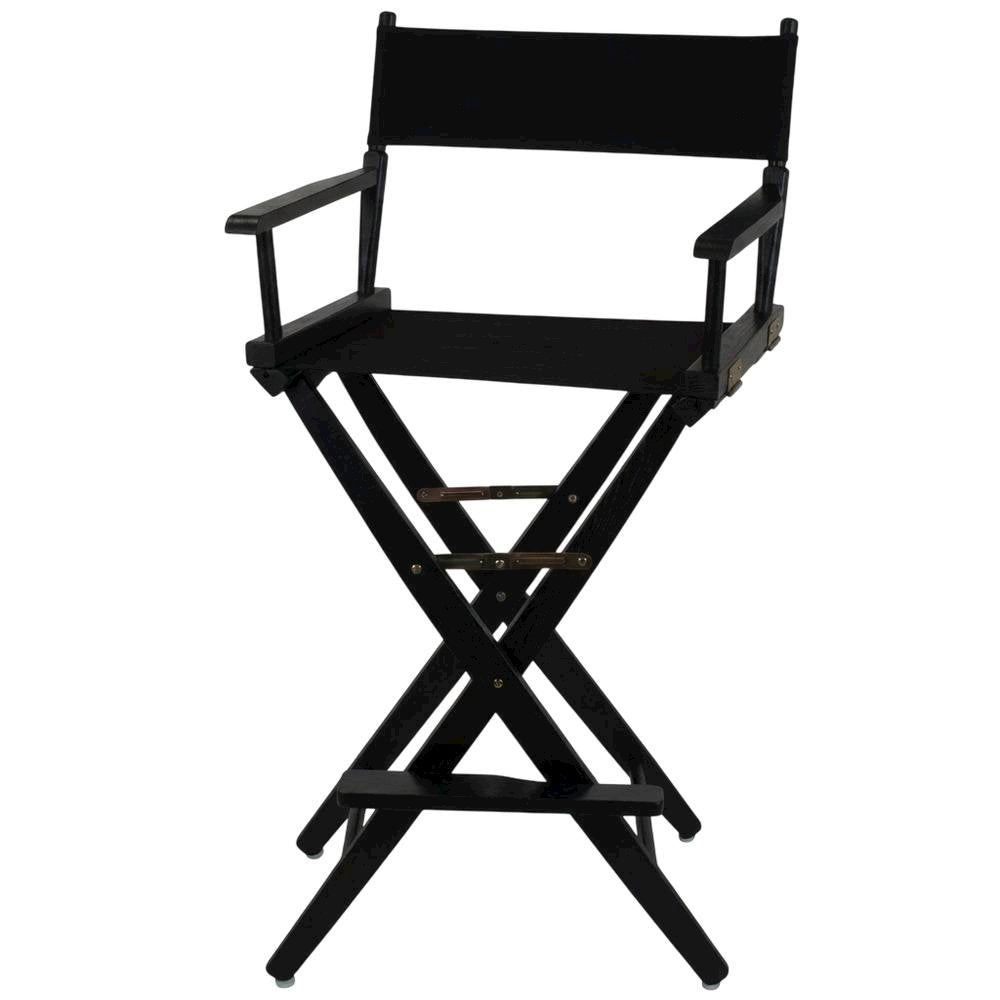 Black Extra-Wide Director's Chair, Black Frame, 30-Inch Bar Height