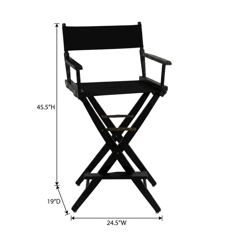 Black Extra-Wide Director's Chair, Black Frame, 30-Inch Bar Height