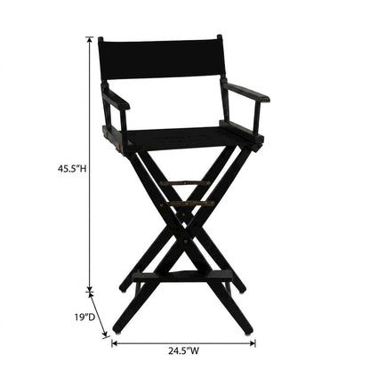 Black Extra-Wide Director's Chair, Black Frame, 30-Inch Bar Height