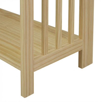 Wood-finish folding bookcase with 4 shelves and 50 lb capacity