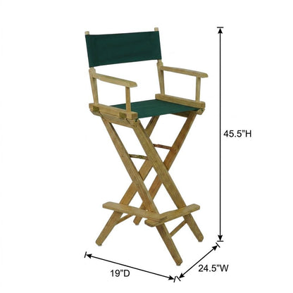 Green Extra-Wide Director's Chair, Natural Frame, 30-Inch Bar Height