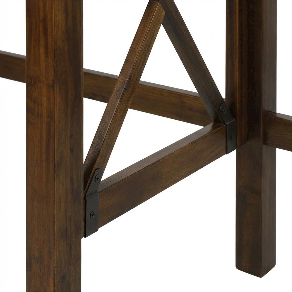 Wooden Folding Desk with Pull-Out in Warm Brown for Compact Workspace