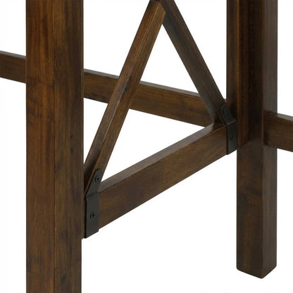 Wooden Folding Desk with Pull-Out in Warm Brown for Compact Workspace
