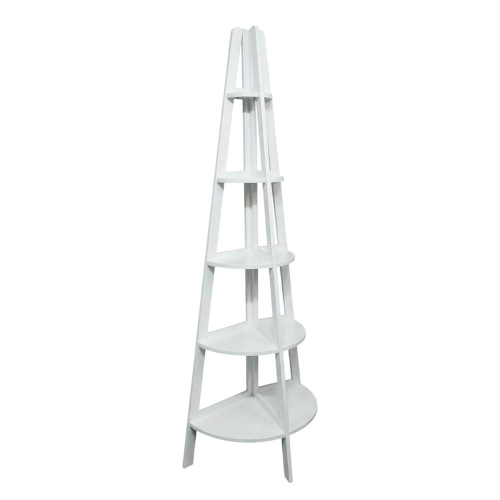 Tall wooden bookcase with five shelves and sturdy construction