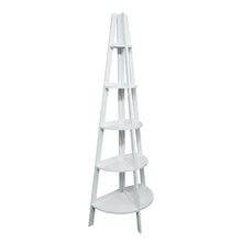 Tall wooden bookcase with five shelves and sturdy construction