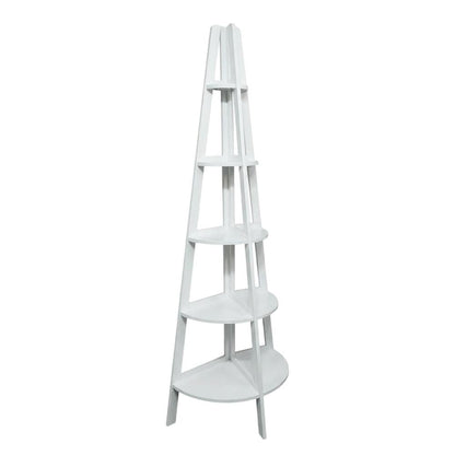 Tall wooden bookcase with five shelves and sturdy construction