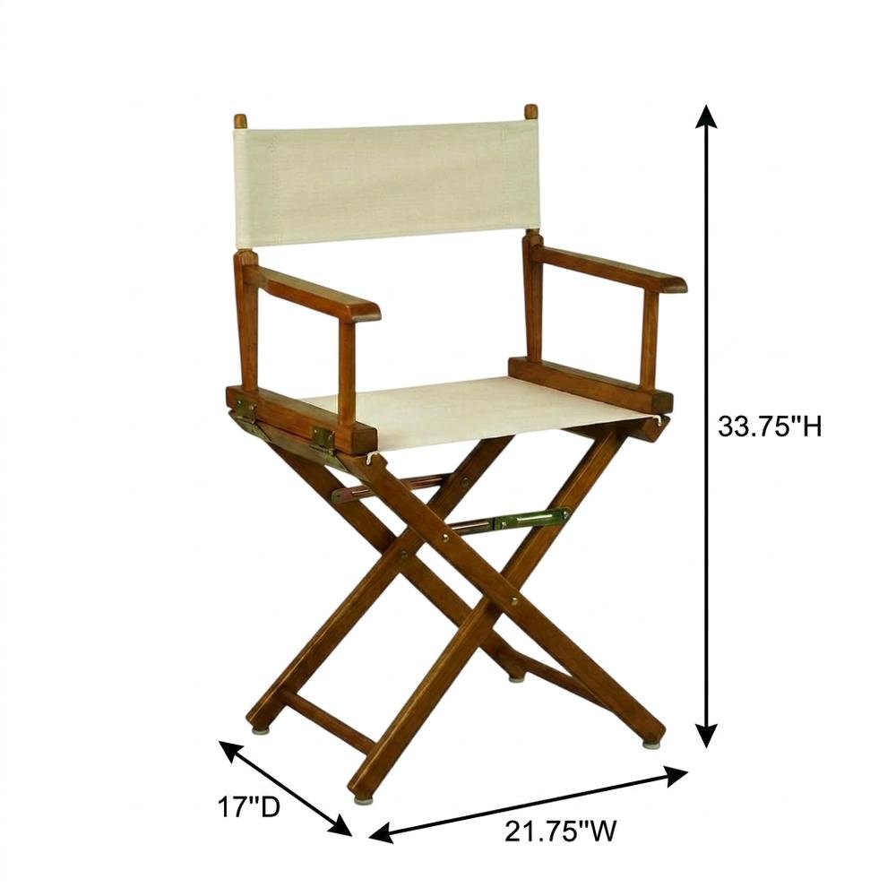 Beige Director's Chair, Honey Oak Frame, 18-Inch Seat Folding