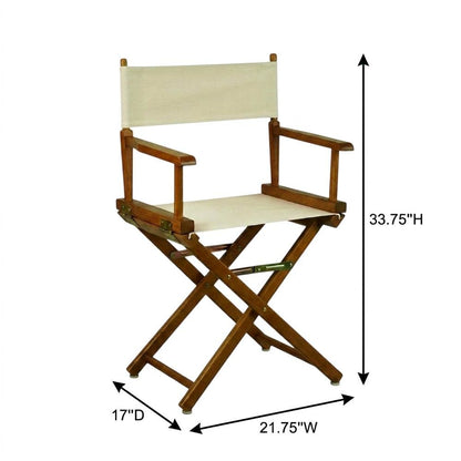 Beige Director's Chair, Honey Oak Frame, 18-Inch Seat Folding