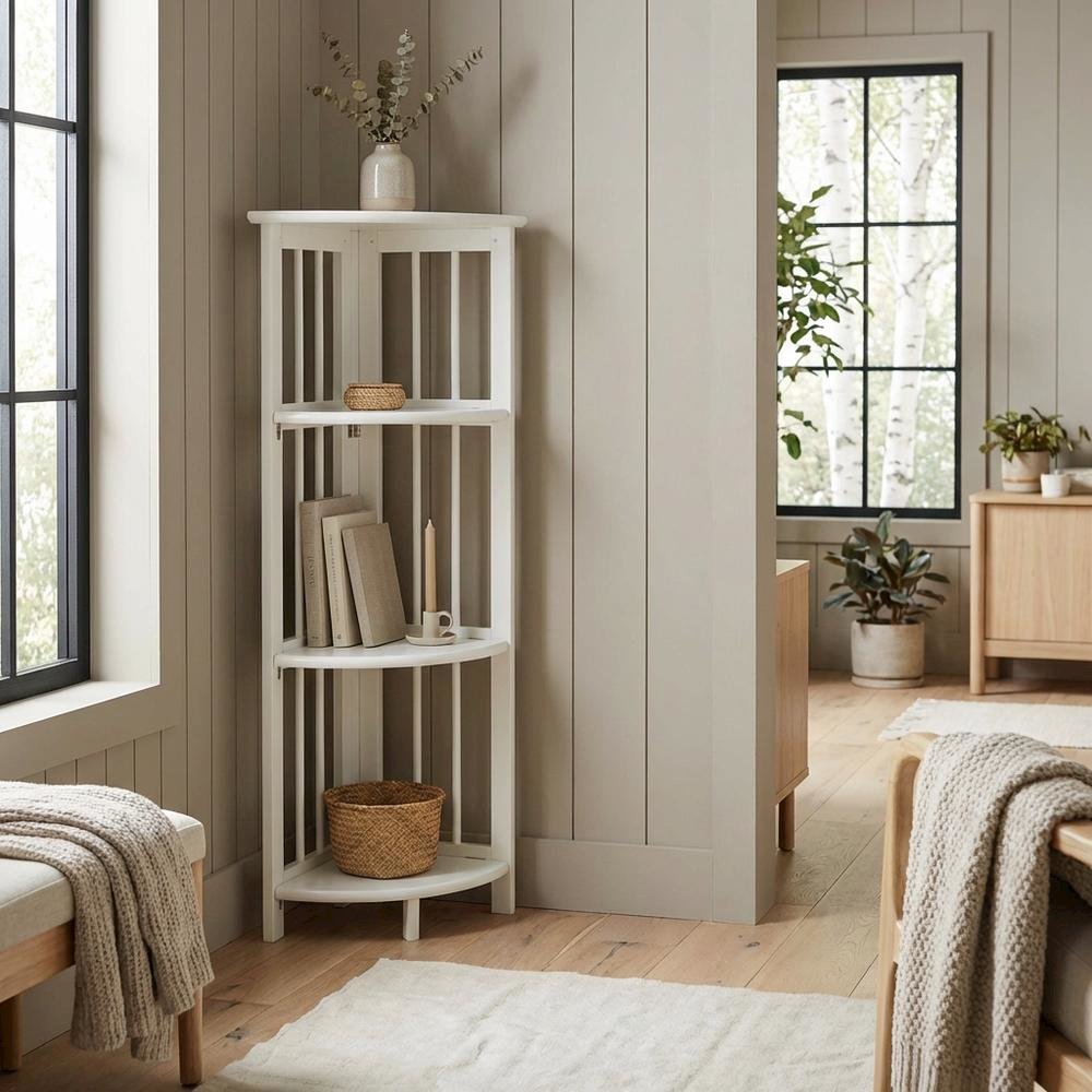 Wooden Bookcase with Open Shelves and Sturdy Frame for Living Room Storage