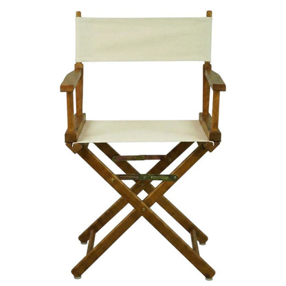 Beige Director's Chair, Honey Oak Frame, 18-Inch Seat Folding