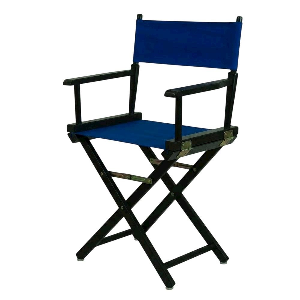 Blue Director's Chair, Black Frame, 18-Inch Seat, Folding Portable