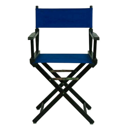 Blue Director's Chair, Black Frame, 18-Inch Seat, Folding Portable