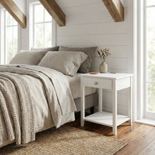 White Nightstand with Usb Port and Single Drawer for Bedroom Storage