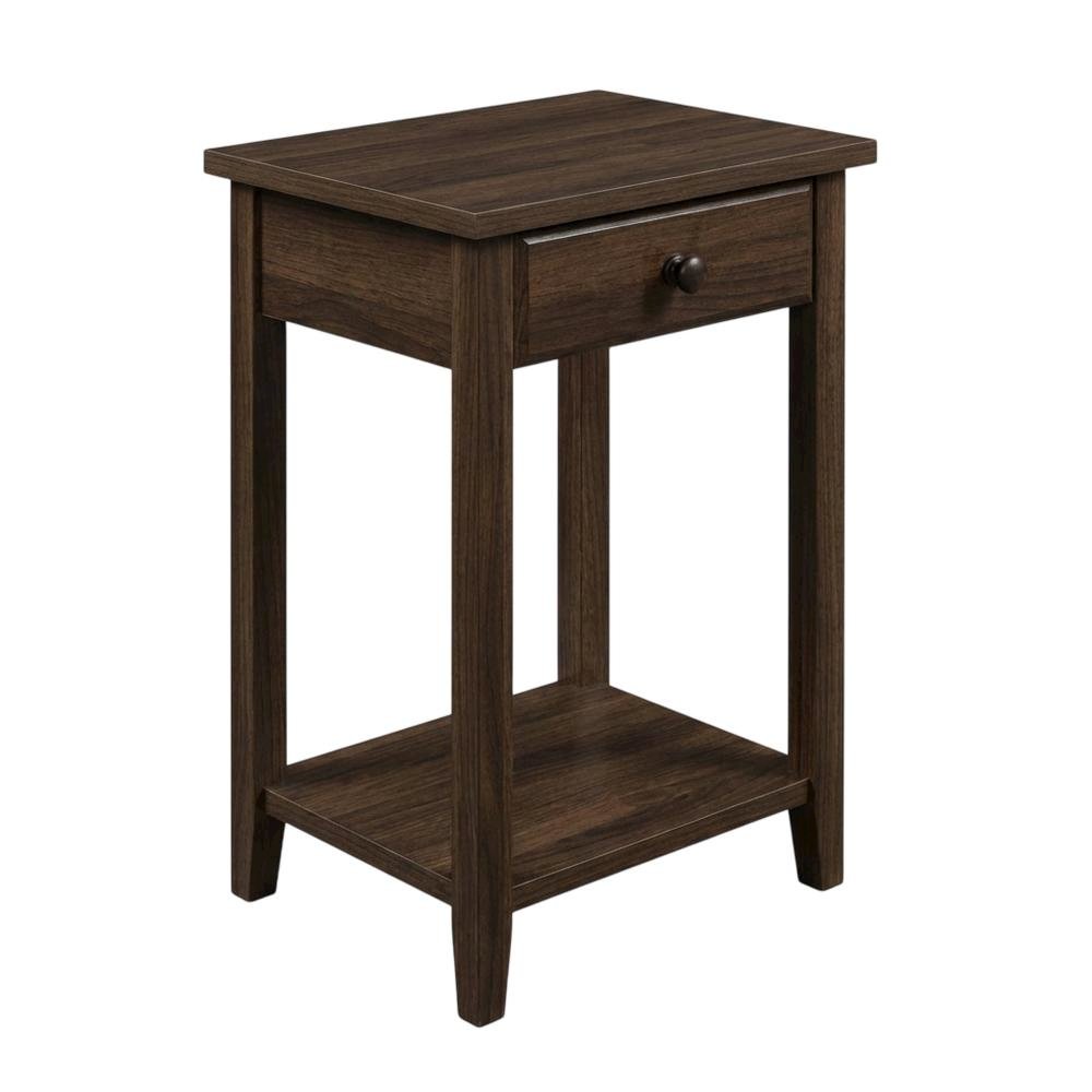Walnut Black Nightstand with Usb Port for Bedroom Storage and Modern Style