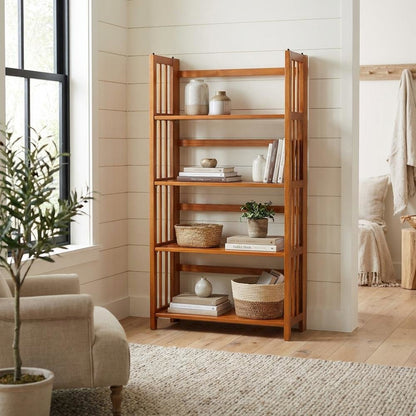 Wooden Bookcase with Open Shelving for Home Office Storage