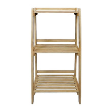 Wooden Slatted 3-Shelf Ladder Bookcase with Solid American Gum Finish