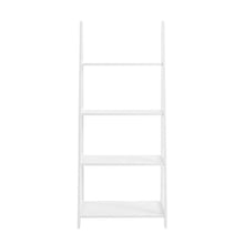 White 4-Shelf Ladder Bookcase with Spacious Storage