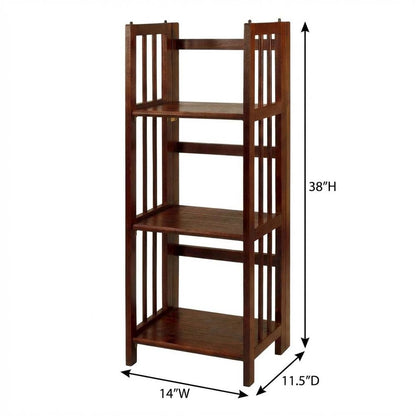 Wooden Bookcase with Open Shelves and Stable Construction for Living Room