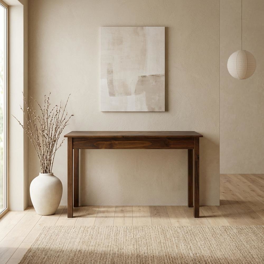 Wooden console table with concealed drawer for stylish storage