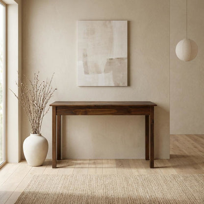 Wooden console table with concealed drawer for stylish storage