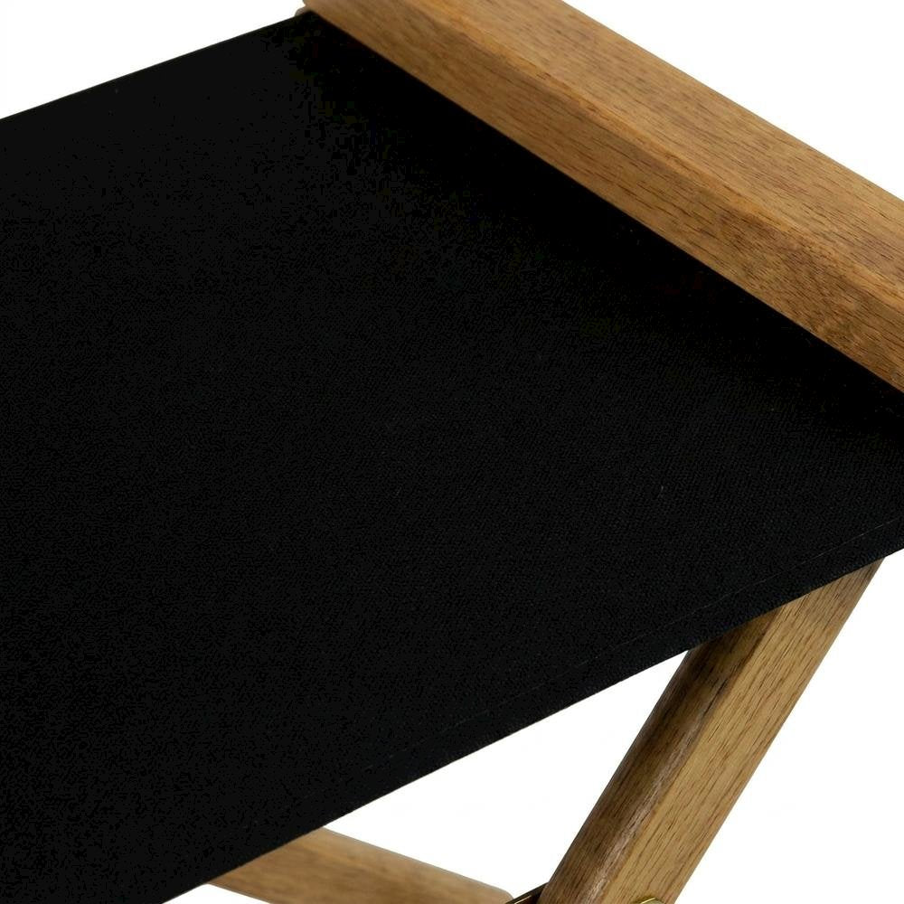 Black Director's Chair, Natural Wood Frame, 18-Inch Seat Height