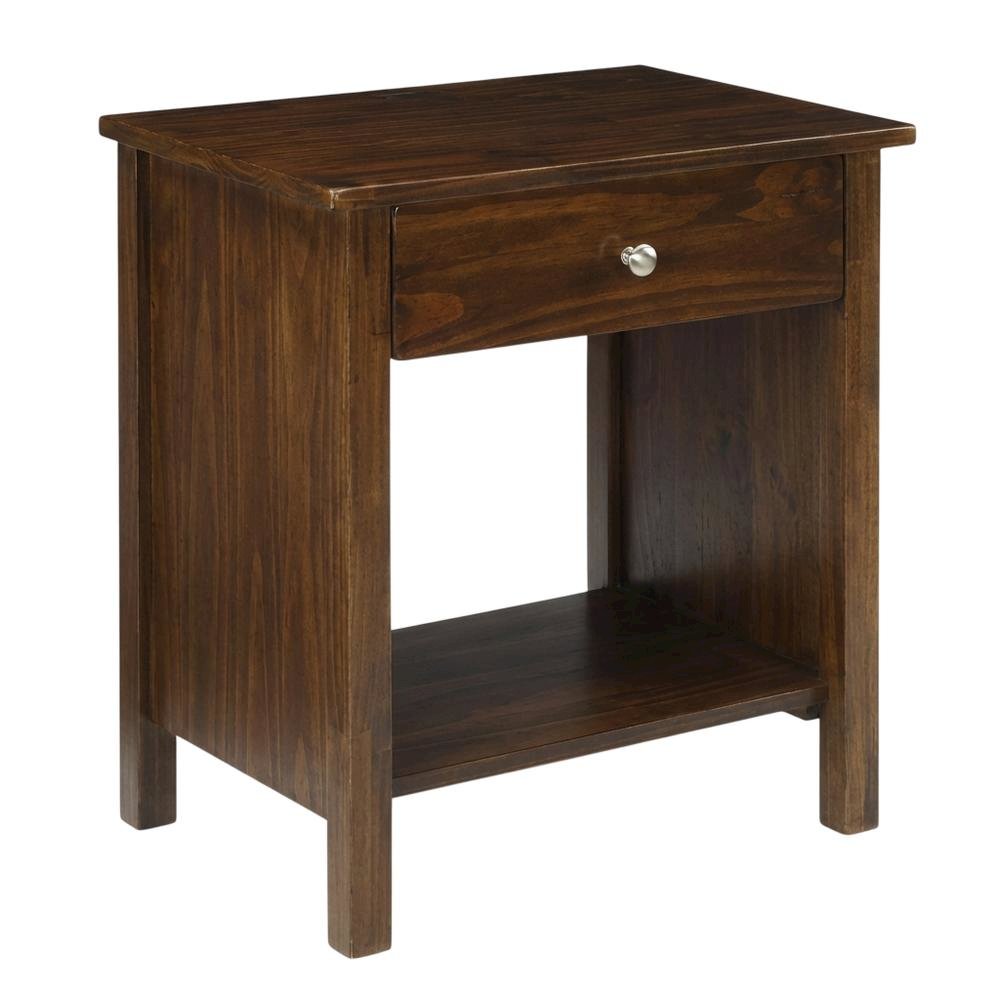 Warm Brown Nightstand with Usb Port and Solid Wood Construction