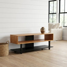 Two-Tone Cherry and Black TV Stand with Solid American Cherry Top and Pine Frame
