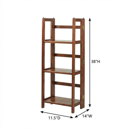 Wooden Bookcase with Open Shelves and Classic Design for Living Room Storage