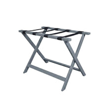 Gray Folding Pine Luggage Rack, Wide Suitcase Stand, Hotel Style