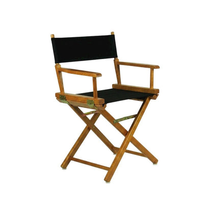 Black Director's Chair, Honey Oak Frame, 18-Inch Seat Folding