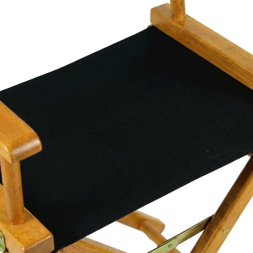 Black Director's Chair, Honey Oak Frame, 18-Inch Seat Folding